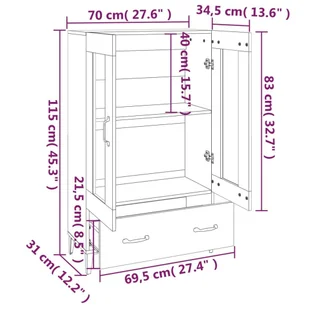 Lumarko Witryna, biała, 70x31x115 cm, materiał drewnopochodny - Witryny - miniaturka - grafika 9