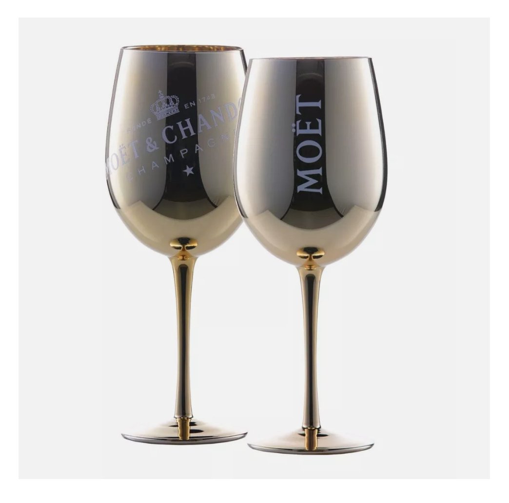 Kieliszki do szampana wina MOET CHANDON 2 szt zestaw złote