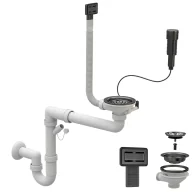 Syfony - Syfon czarny oszczędzający miejsce automatyczny jednokomorowy - prostokątny przelew - miniaturka - grafika 1