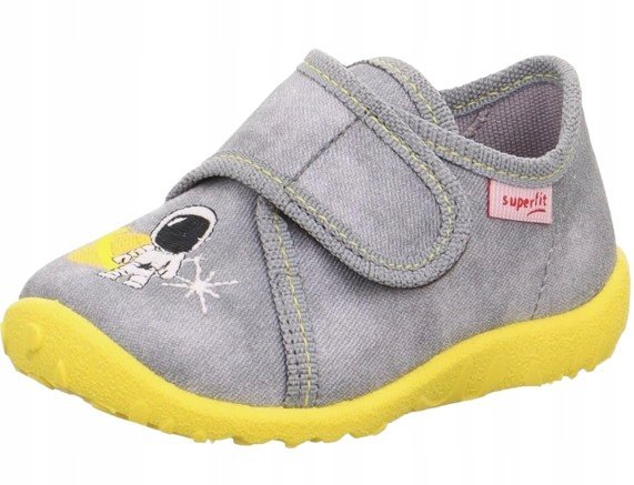 SUPERFIT SZARE KAPCIE DZIECIĘCE Z ŻÓŁTĄ PODESZWĄ NA RZEPY 18 J0A