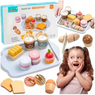 Zabawy w naśladowanie dorosłych - DREWNIANY ZESTAW ŚNIADANIOWY DLA DZIECI Z TACĄ ŁADNA ZABAWKA NA PREZENT XXL - miniaturka - grafika 1