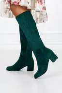 Kozaki damskie - Zielone kozaki na słupku damskie Casu D18X10/DG - miniaturka - grafika 1