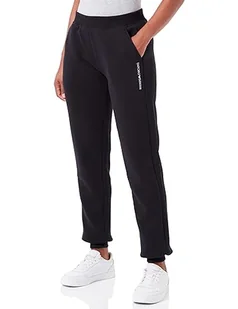 Emporio Armani Damskie spodnie dresowe z mankietami Iconic Terry, czarny, L - Spodnie damskie - miniaturka - grafika 1