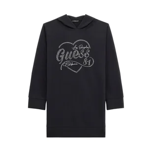 Dziecięca Sukienka GUESS HOODED TERRY LS DRESS J4RK28KA6R4-JBLK – Czarny - Sukienki i spódniczki dla dziewczynek - miniaturka - grafika 1