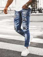Spodnie męskie - Spodnie jeansowe męskie niebieskie OZONEE O/E7802 - Ozonee - miniaturka - grafika 1