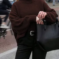 Swetry damskie - TEMU Elegancki Damski Sweter Golfowy w Kolorze Granatowym - Oversize, Ciepły Sweter Płaszczopodobny na Zimę, Miękki Okrągły Dekolt (Bez Kołnierza) do - miniaturka - grafika 1