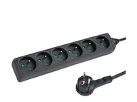 Listwy zasilające - HAMA Listwa zasilająca Standard 6gn, 1.5m czarna, bez włącznika - miniaturka - grafika 1