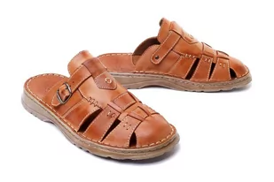 ŁUKBUT 962 ciemny beż, klapki męskie - Łukbut - Klapki i japonki męskie - miniaturka - grafika 1