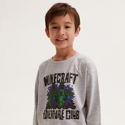 Koszulki dla chłopców - Reserved - Longsleeve Minecraft - Jasny szary - miniaturka - grafika 1