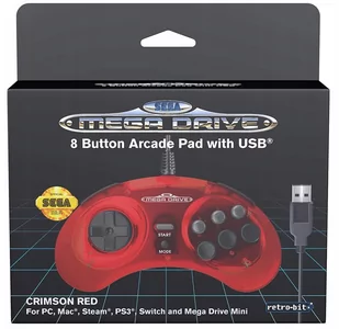 SEGA Mega Drive Mini Pad Red USB PC PS3 RPi Switch - Kontrolery gier na PC - miniaturka - grafika 1