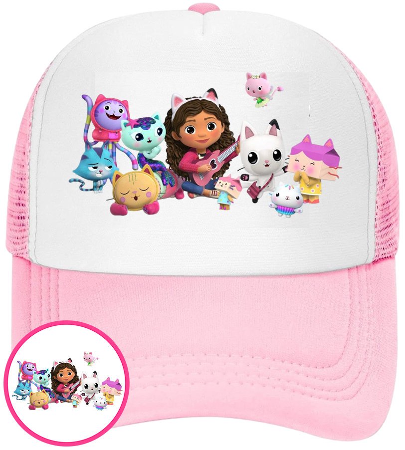 CZAPKA Z DASZKIEM KOCI DOMEK GABI DLA DZIECI LATO RÓŻOWA BEJSBOLÓWKA