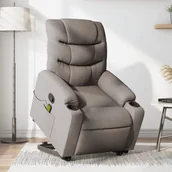 Fotele - Podnoszony fotel masujący, rozkładany, kolor taupe, tkanina - miniaturka - grafika 1