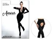 Rajstopy - Czarne rajstopy damskie z dziurą w kroku MYSTIQUE 60 DEN 5-6 Black - miniaturka - grafika 1