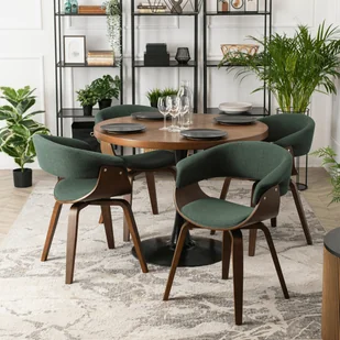Krzesło Tapicerowane z Drewna Giętego GARY 2 Zielone/Orzech Nowoczesne Loft - Krzesła - miniaturka - grafika 1
