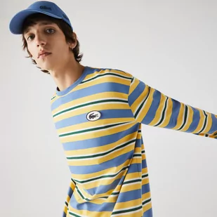 Lacoste Męski tradycyjny bawełniany T-shirt Loose Fit w paski - Koszulki męskie - miniaturka - grafika 1