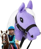 Maskotki i pluszaki - Konik Hobby Horse Dla Dziewczynki Fioletowy Zabawkowy Koń Z Kijkiem kij A5 - miniaturka - grafika 1