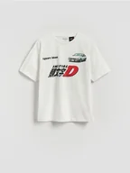 Koszulki dla chłopców - Reserved - Bawełniany t-shirt Initial D - biały - miniaturka - grafika 1