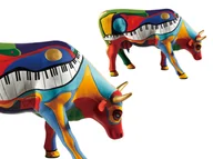 Figurki dekoracyjne - Cowparade Austin 2011, Moosicowly Speaking, autor: Robin Tripaldi. - miniaturka - grafika 1