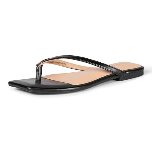 Amazon Essentials Sandały damskie Aewm31199 stringi, Czarny sztuczna skóra, 42 EU