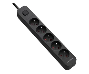Silver Monkey Listwa antyprzepięciowa 5 gniazd 16A/230V 3m czarna - Listwy zasilające - miniaturka - grafika 1