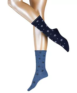 Skarpetki damskie - DUCH Dots & Stars 2-Pack bawełniane skarpety w różnych kolorach, delikatne, wzmocnione fantazyjne wzory na lato lub zimę, zestaw 2 par, Niebieski (Wyjście 40), 39-42 EU - grafika 1