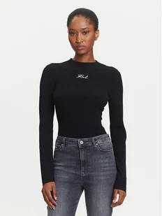 KARL LAGERFELD Sweter A3W18025 Czarny Slim Fit - Swetry damskie - miniaturka - grafika 1
