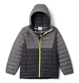 Kurtki i płaszcze dla chłopców - Columbia Powder Lite Boys Hooded Jacket Coat, Unisex, Black, S - miniaturka - grafika 1