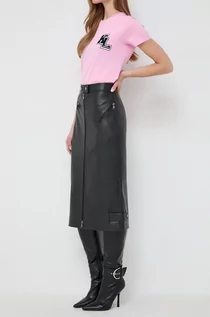 Spódnice - Karl Lagerfeld spódnica kolor czarny midi prosta - grafika 1
