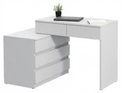Biurka - Narożne biurko komputerowe z komodą Omega (T2) białe - miniaturka - grafika 1