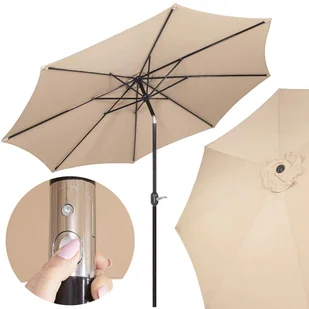 Parasol ogrodowy, łamany z korbą 300 cm duży na balkon, taras beżowy - Parasole ogrodowe - miniaturka - grafika 1