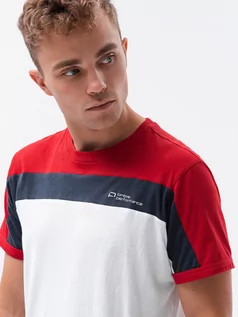 Koszulki męskie - T-shirt męski bawełniany - czerwony V3 S1631 - grafika 1