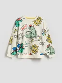 Bluzy dla chłopców - Reserved - Bluza oversize z nadrukiem - złamana biel - miniaturka - grafika 1