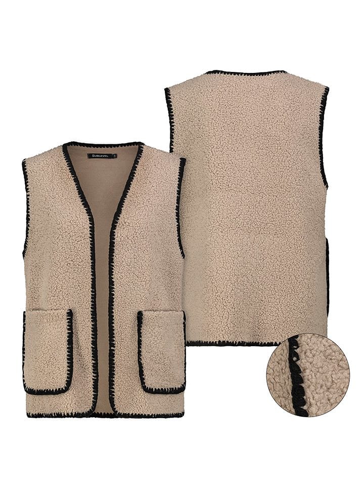 Sublevel Kamizelka pluszowa w kolorze szarobrązowym