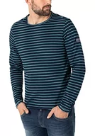 Paski - Timezone Męski sweter z długim rękawem w paski, Niebieski, zielony pasek, L - miniaturka - grafika 1