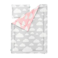Pościel dla dzieci - Pościel dziecięca różowo szara w chmurki Clouds 100x135 cm - miniaturka - grafika 1