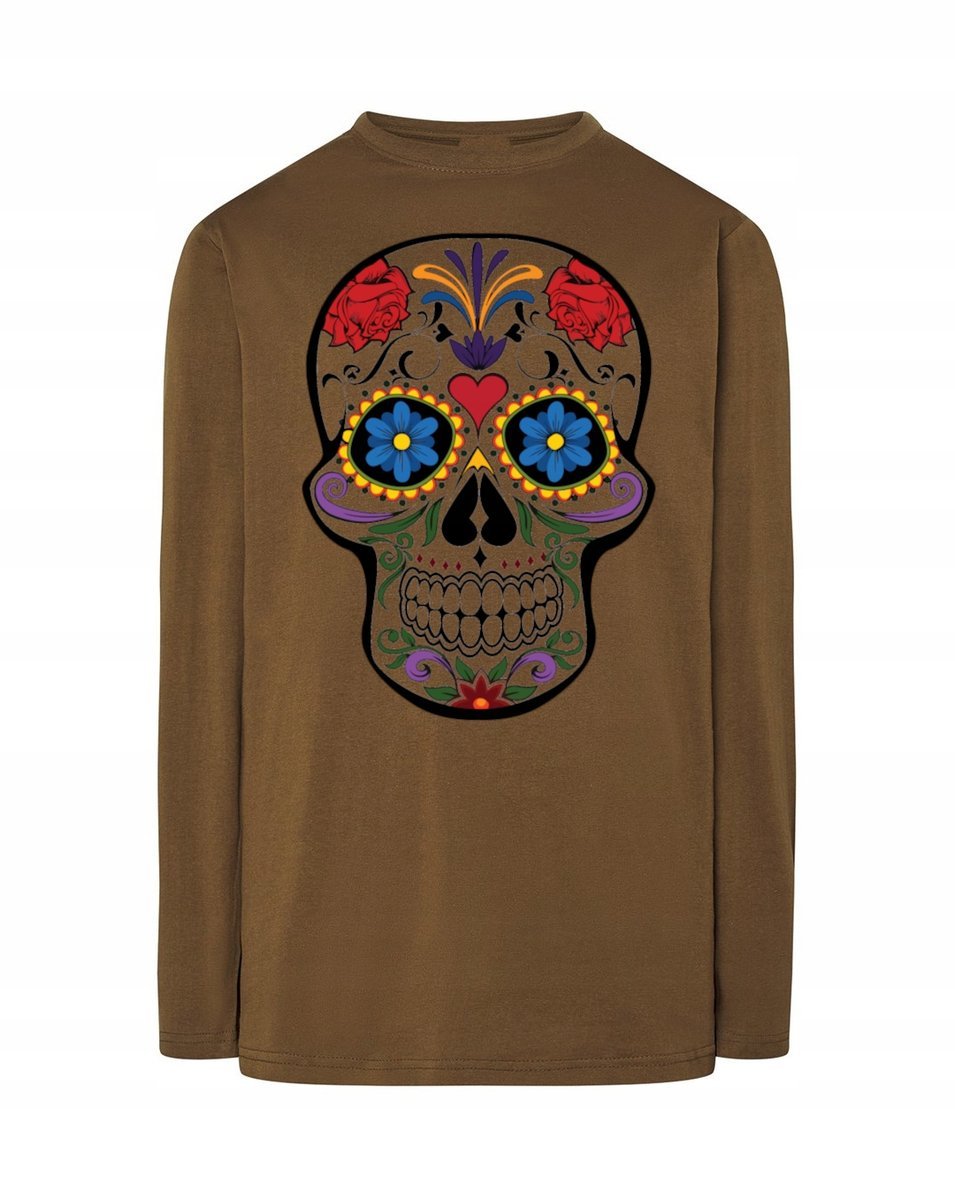 Longsleeve męski nadruk kolorowa CZASZKA r.XS