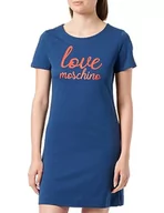 Sukienki - Love Moschino Damska sukienka z krótkim rękawem, niebieska, rozmiar 42 (DE), niebieski, 42 - miniaturka - grafika 1