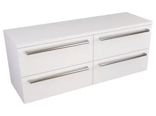 Szafka Wisząca Z Blatem ATH 120 cm S Prawa - Biały Mat - Uchwyty Stal Szczotkowana - Szafki łazienkowe - miniaturka - grafika 1