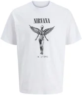 Koszulki męskie - Jack&Jones koszulka t-shirt Nirvana JPRBLUNIRVANA SS TEE 12287521 BRIGHT WHITE L - miniaturka - grafika 1