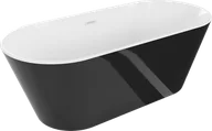 Wanny - Mexen Flavia wanna wolnostojąca 160 x 75 cm, biała/czarna, przelew biały - 54031608075-20 - miniaturka - grafika 1