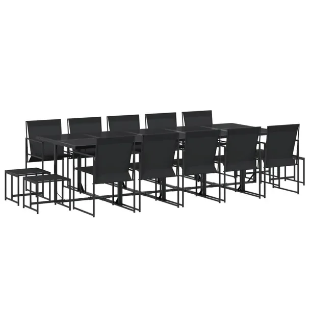 Zestaw mebli ogrodowych czarny 275 x 107 x 72 cm, krzesło 50 x 55 x 84 cm