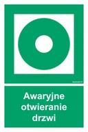 Systemy ekspozycyjne i znaki informacyjne - AC084 AWARYJNE OTWIERANIE DRZWI, FS - FOLIA SAMOPRZYLEPNA FOTOLUMINESCENCYJNA; (100X150MM) - miniaturka - grafika 1