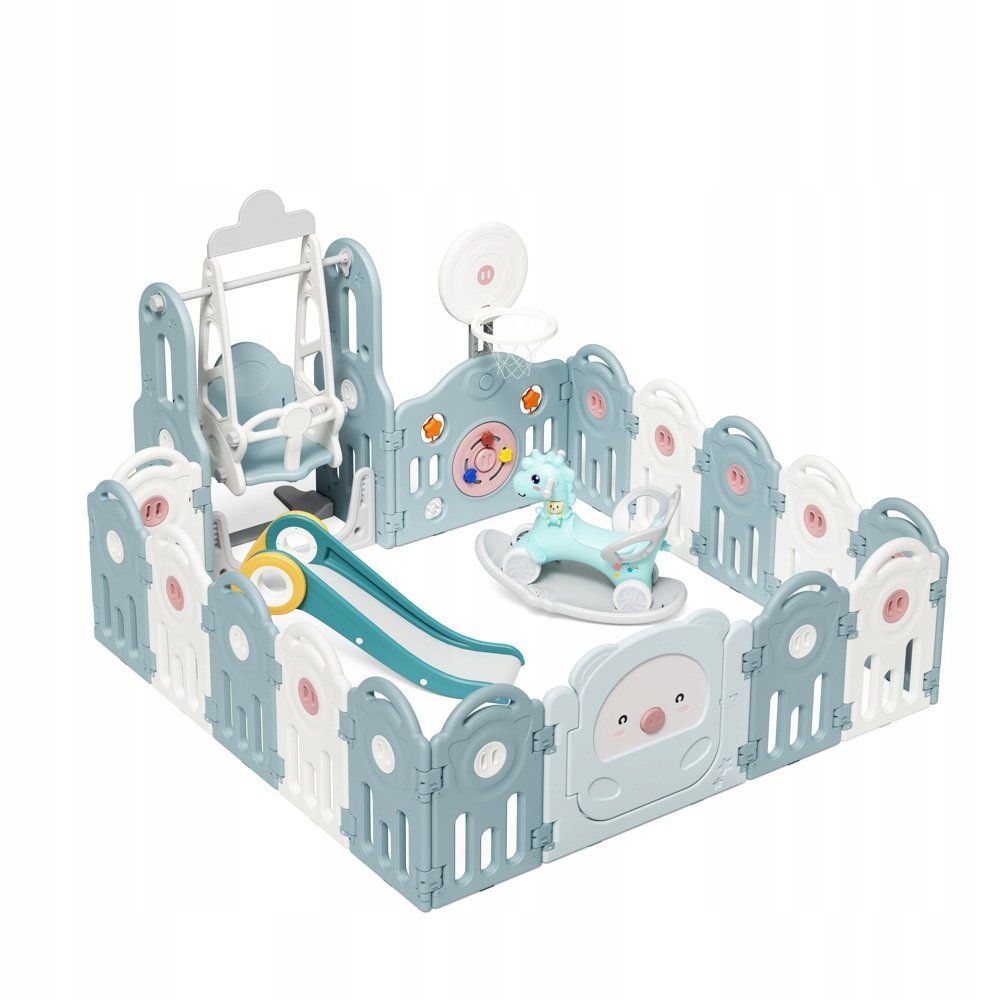 Bezpieczny kojec 2w1 dla dziecka z placem zabaw inSPORTline Piglino 6 m.+