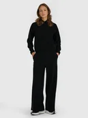 Spodnie sportowe damskie - 4F Spodnie oversize z szerokimi nogawkami damskie - czarne S - miniaturka - grafika 1
