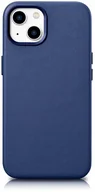 Etui i futerały do telefonów - iCarer Case Leather pokrowiec etui z naturalnej skóry do iPhone 14 Plus niebieski (kompatybilne z MagSafe) - miniaturka - grafika 1