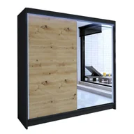 Szafy - Szafa z drzwiami przesuwnymi Talin I z oświetleniem RGB, Czarny / Dąb Artisan - miniaturka - grafika 1