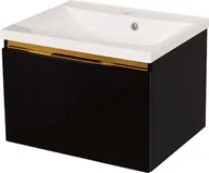 Szafki łazienkowe - Czarna szafka z umywalką złoty uchwyt 60 cm seria Diamond Gold Gante C - miniaturka - grafika 1