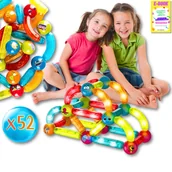 Układanki dla dzieci - KLOCKI PREZENT ŚWIECĄCE KLOCKI MAGNETYCZNE KONSTRUKCYJNE EDUKACYJNE UKŁADANKA ŚWIECĄCY TOR 52EL + EBOOK - miniaturka - grafika 1