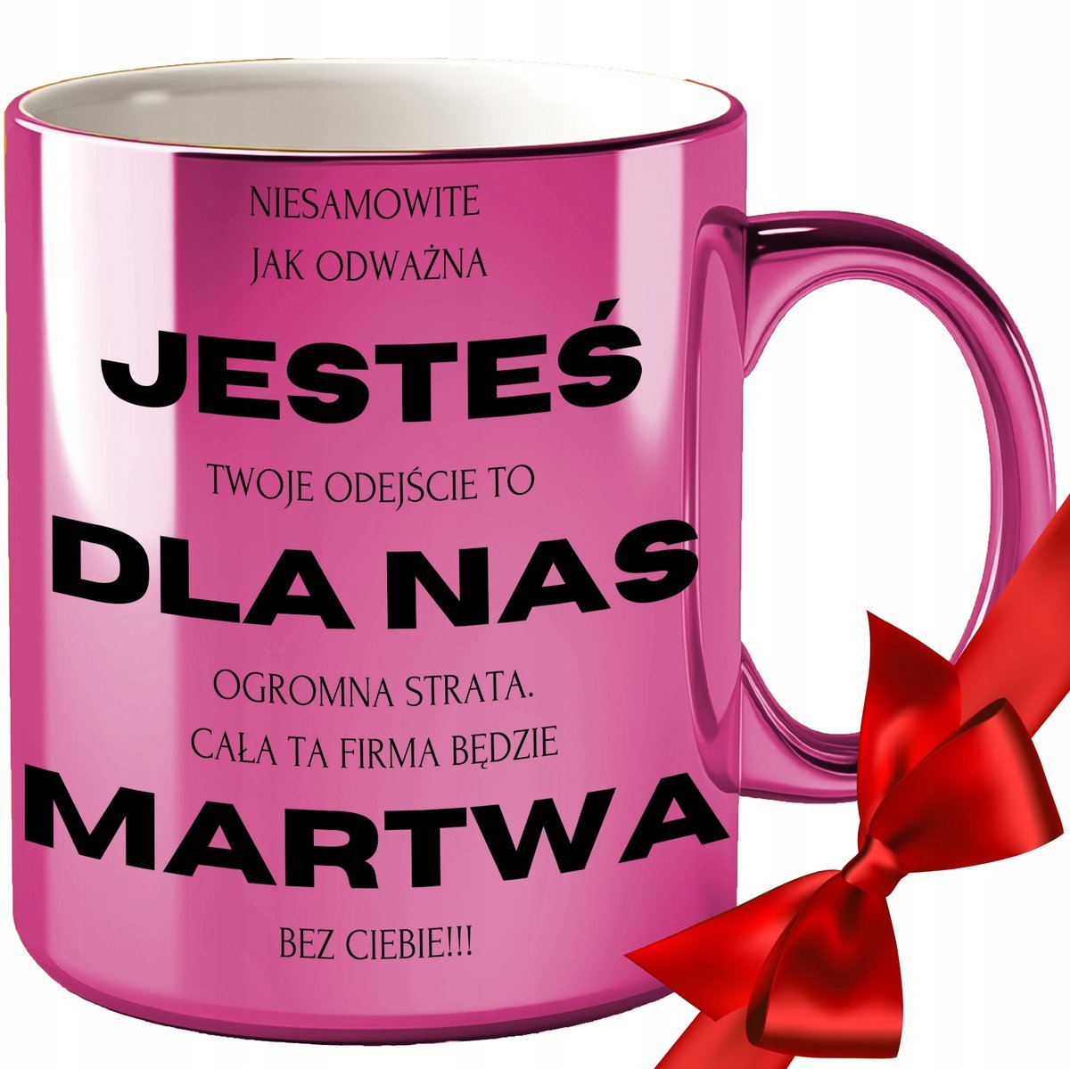 KUBEK NA POŻEGNANIE ODEJŚCIE KOLEŻANKI Z PRACY BIURA GRAWER ZŁOTY RÓŻOWY