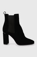 Botki damskie - Calvin Klein sztyblety zamszowe CUP HEEL CHELSEA BOOT 80-SUE damskie kolor czarny na słupku HW0HW01714 - miniaturka - grafika 1